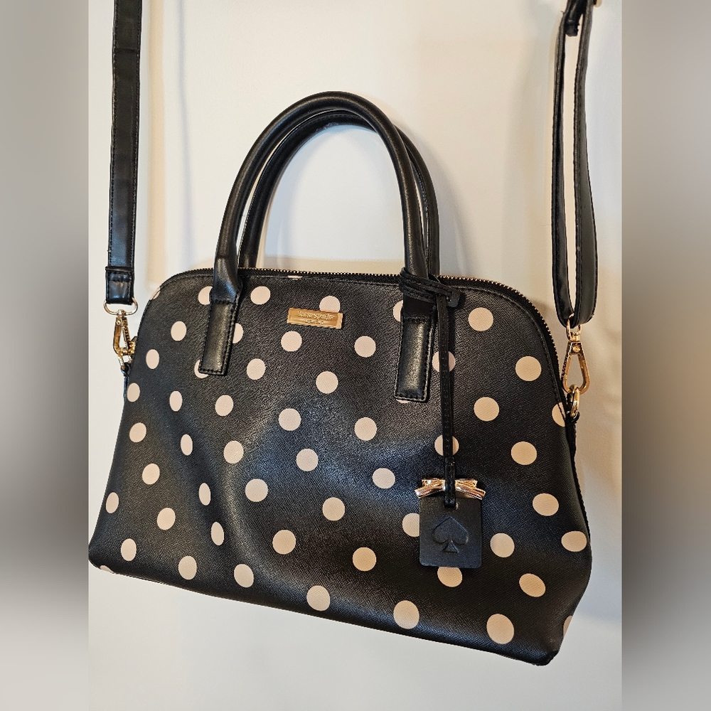 Polka Dot Black and Cream Handbag